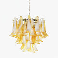 Aurora Chandelier Amber Murano Glass Petals Layered