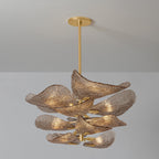 Aurora Chandelier Cardiff Piastra Glass Petal Layered Bronze