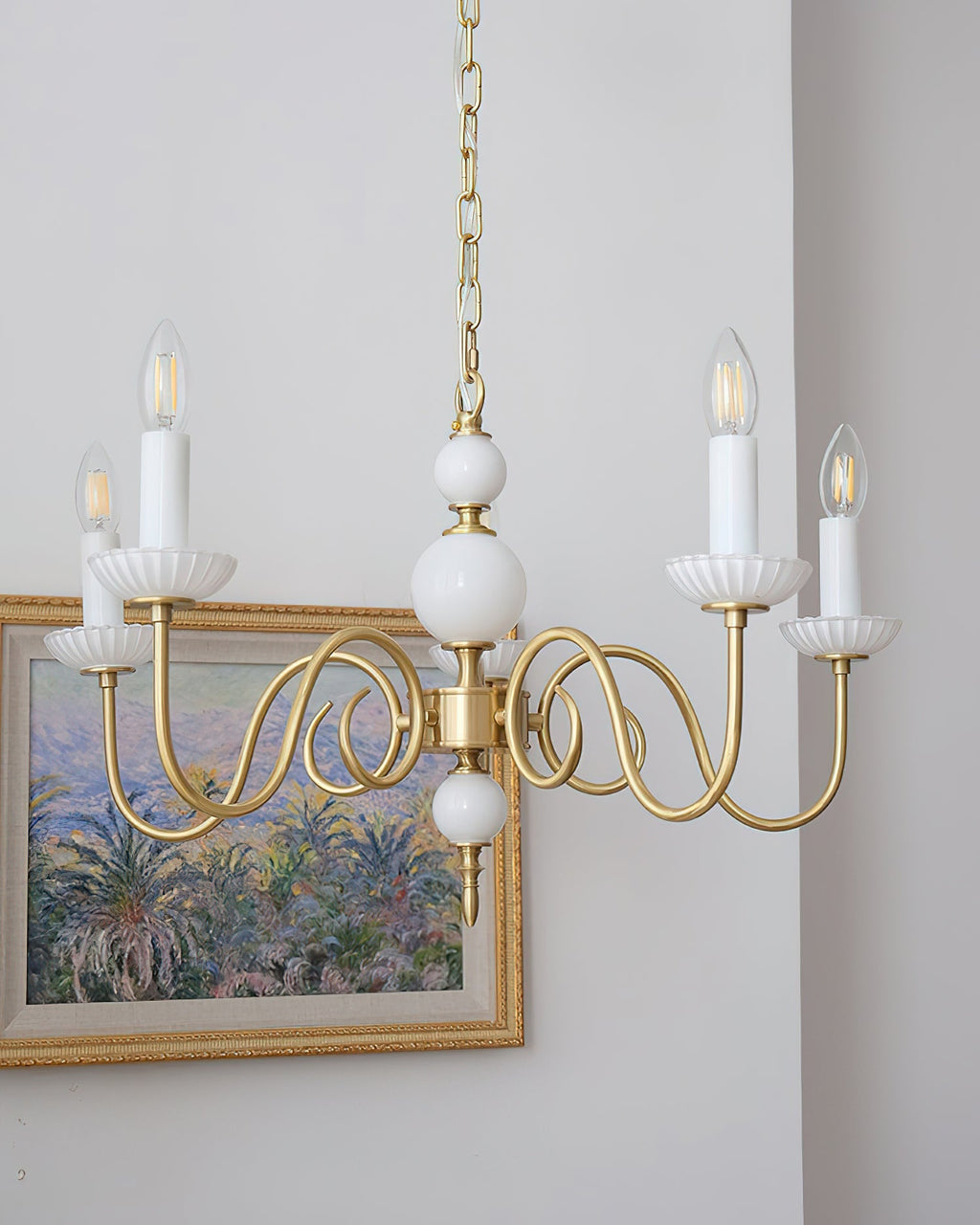 Carlita Chandelier Gold Curved Candle Arms