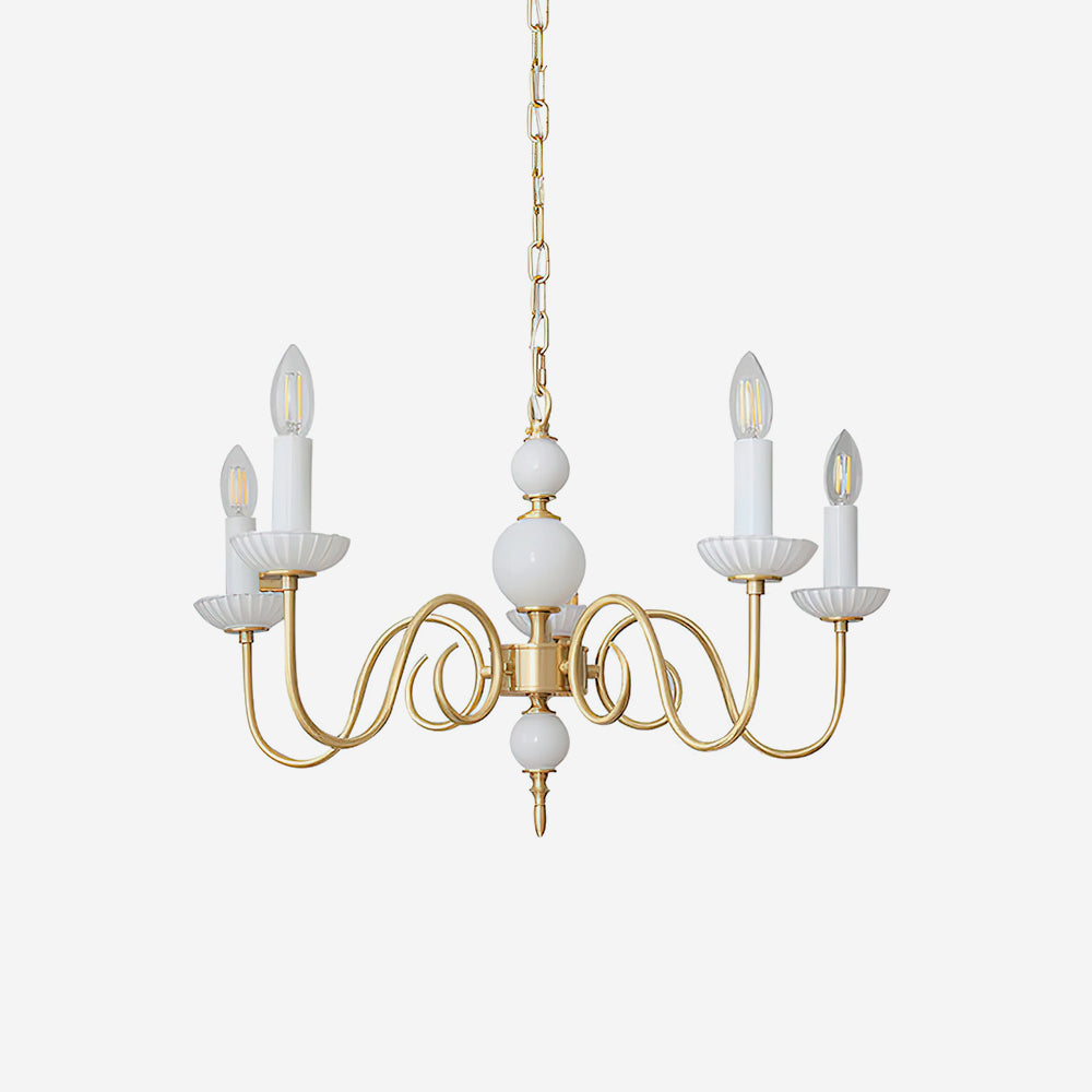 Carlita Chandelier Gold Curved Candle Arms