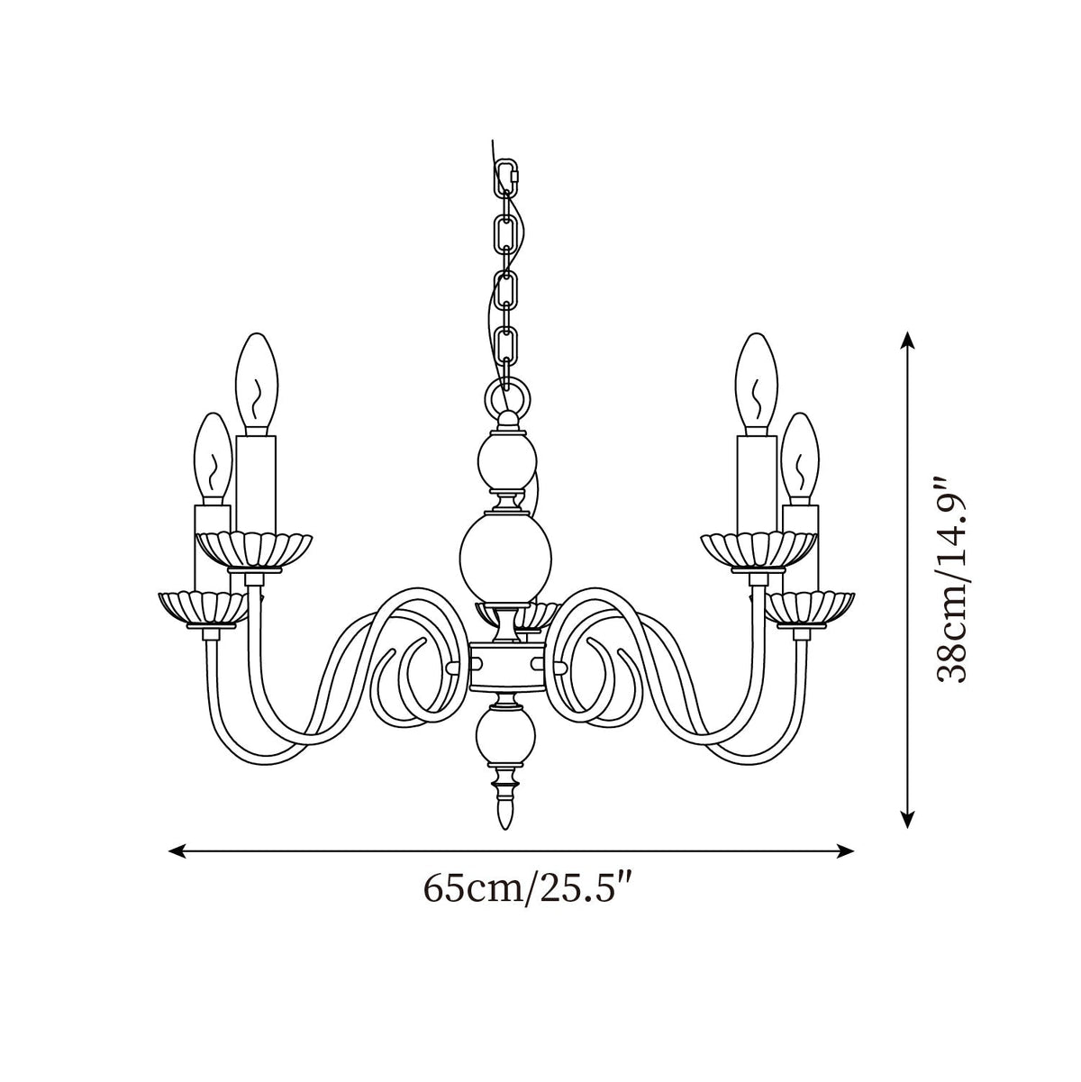 Carlita Chandelier Gold Curved Candle Arms