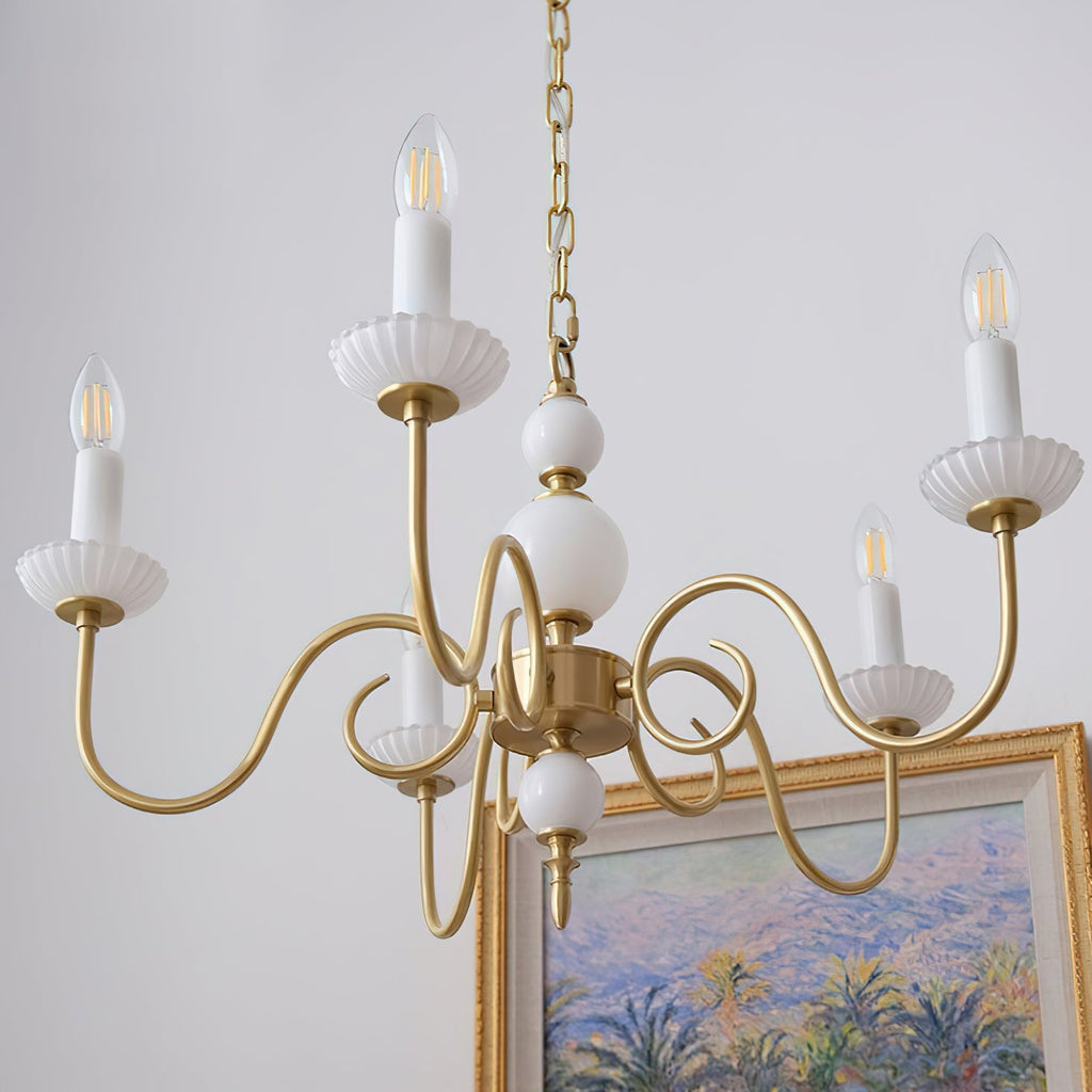 Carlita Chandelier Gold Curved Candle Arms