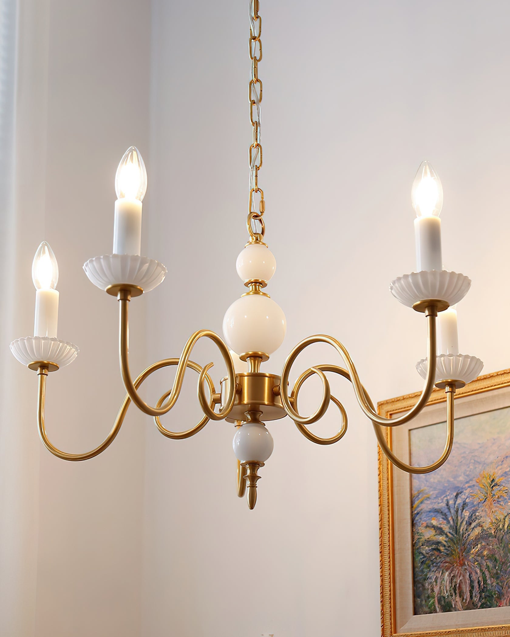 Carlita Chandelier Gold Curved Candle Arms