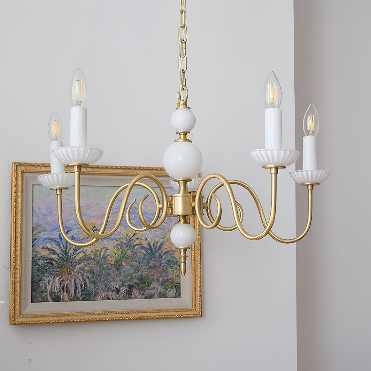 Carlita Chandelier Gold Curved Candle Arms