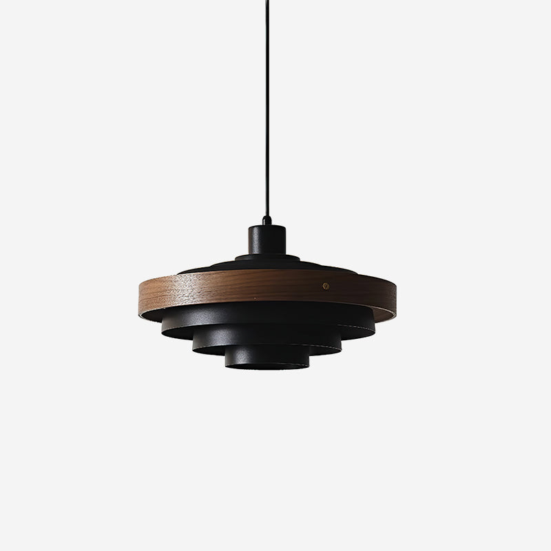 Pendant Lamp Rustic & Wood with Layered Shade Modern