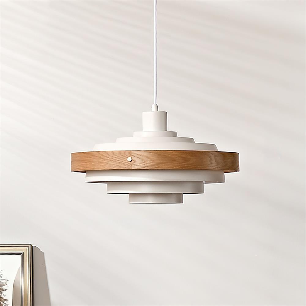 Pendant Lamp Rustic & Wood with Layered Shade Modern