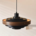 Pendant Lamp Rustic & Wood with Layered Shade Modern