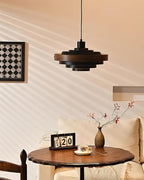 Pendant Lamp Rustic & Wood with Layered Shade Modern