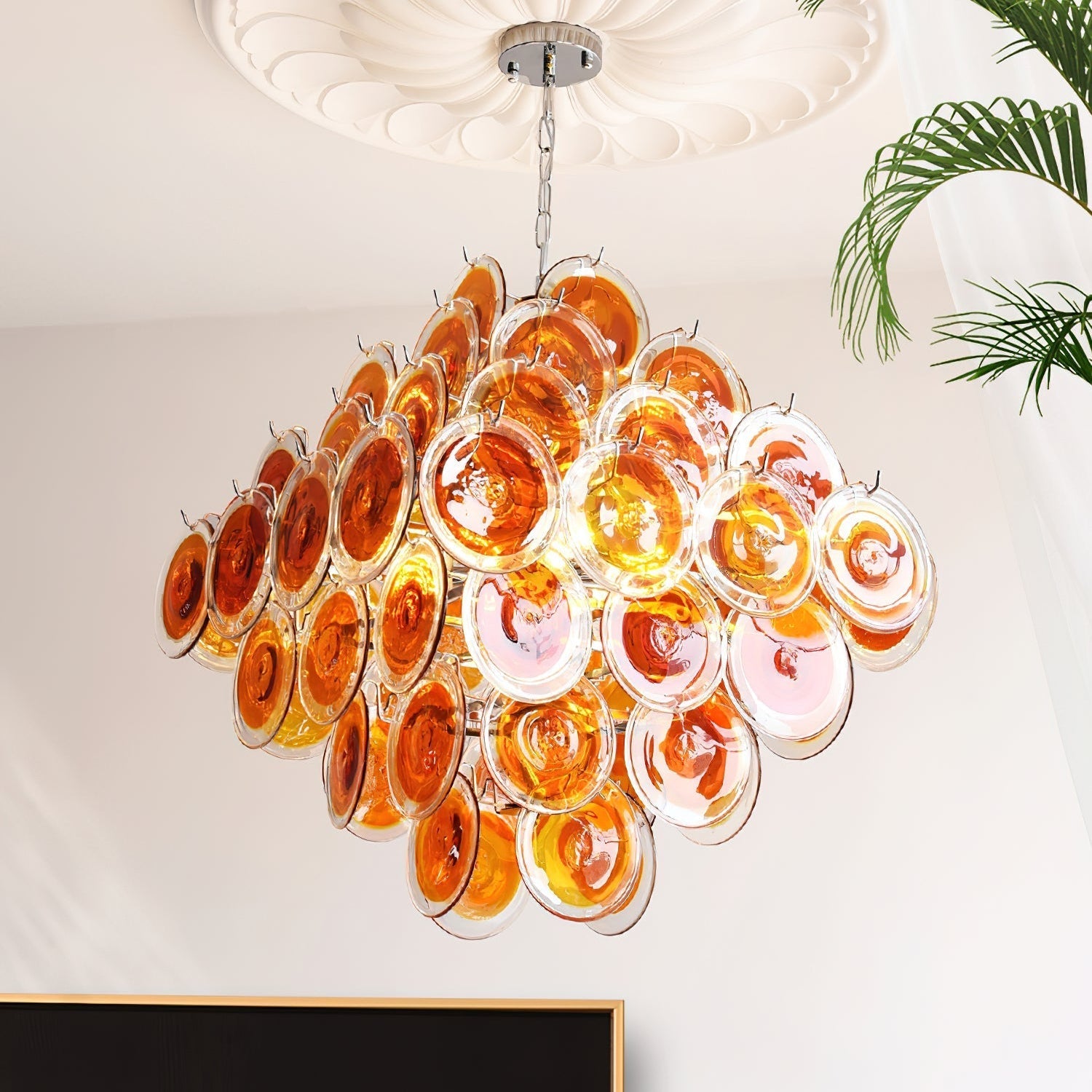 Carmosa Chandelier with Glass Disc Cascade