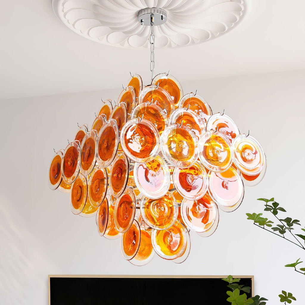Carmosa Chandelier with Glass Disc Cascade