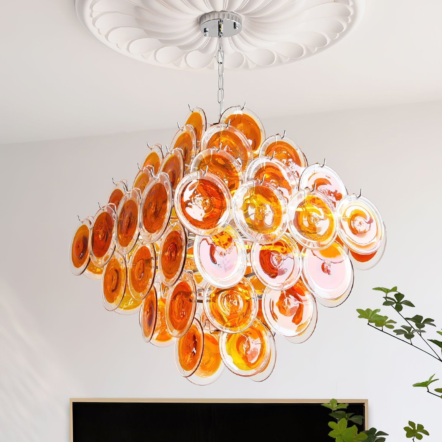 Carmosa Chandelier with Glass Disc Cascade