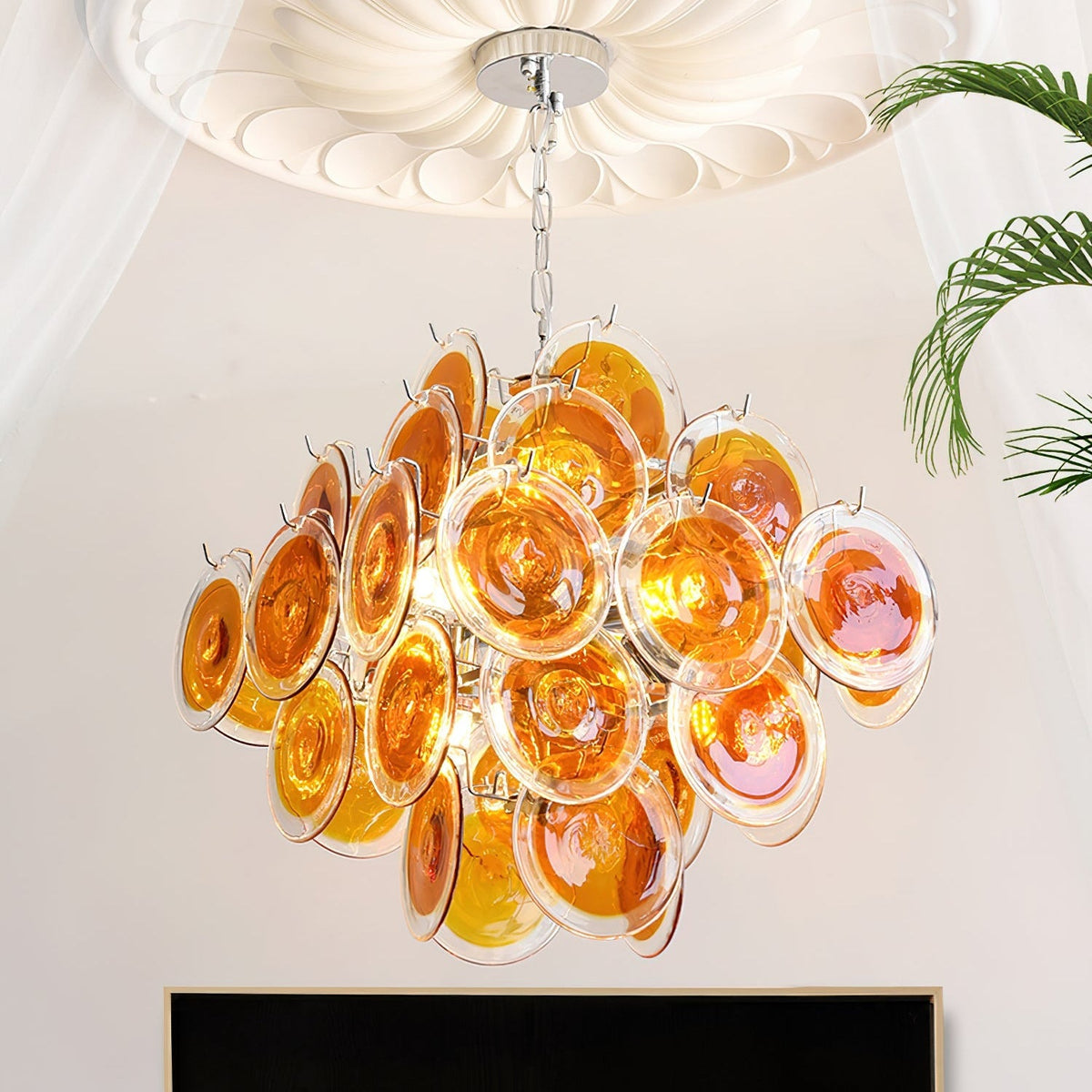 Carmosa Chandelier with Glass Disc Cascade
