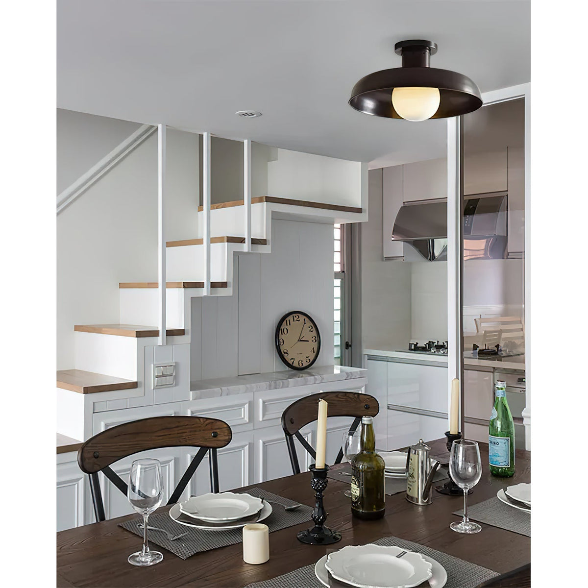 Quasar Modern Minimalist Glass Semi Flush Ceiling Lamp