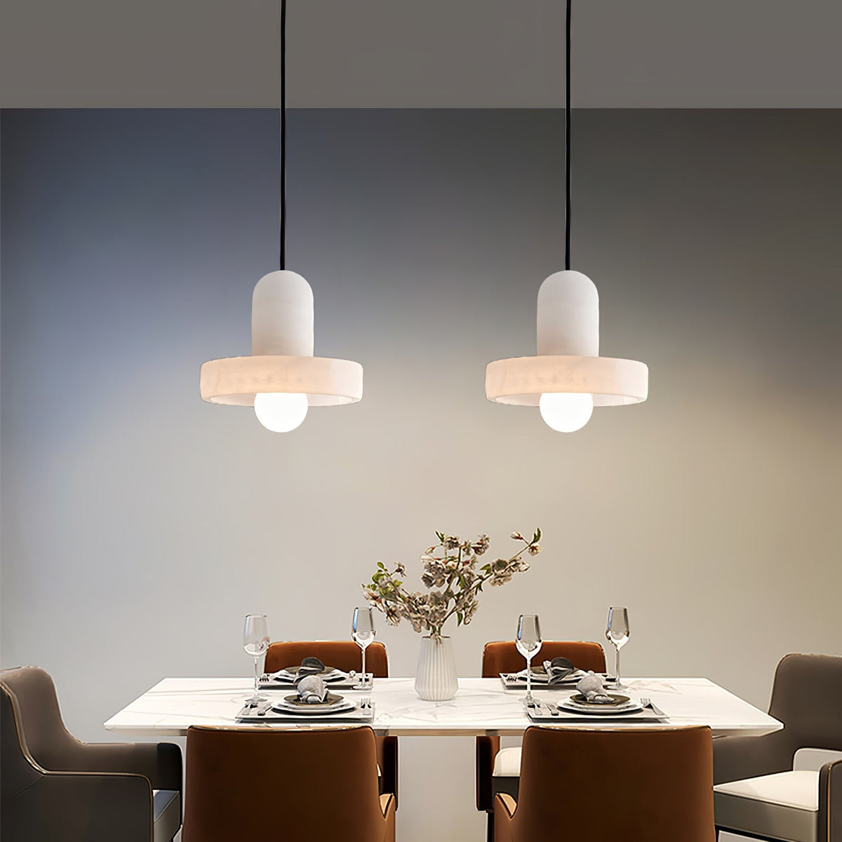 Ritta Pendant Lamp White Alabaster Vintage