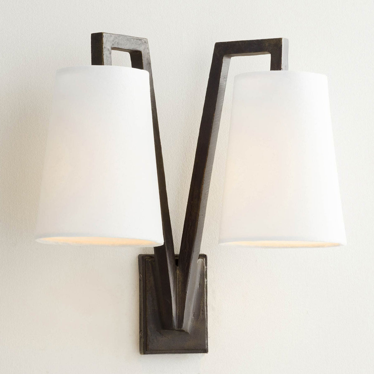 Ivmarel Vintage Industrial Double Brass Fabric Wall Lamp