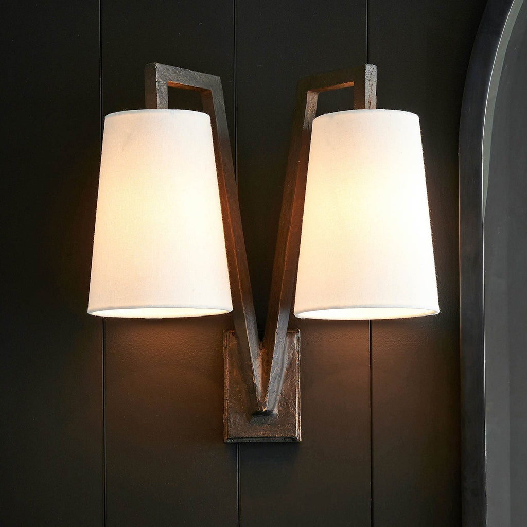 Ivmarel Vintage Industrial Double Brass Fabric Wall Lamp