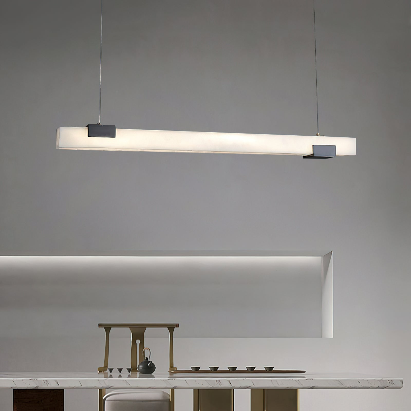 Avert  Modern Minimalist Brass Alabaster Pendant Light