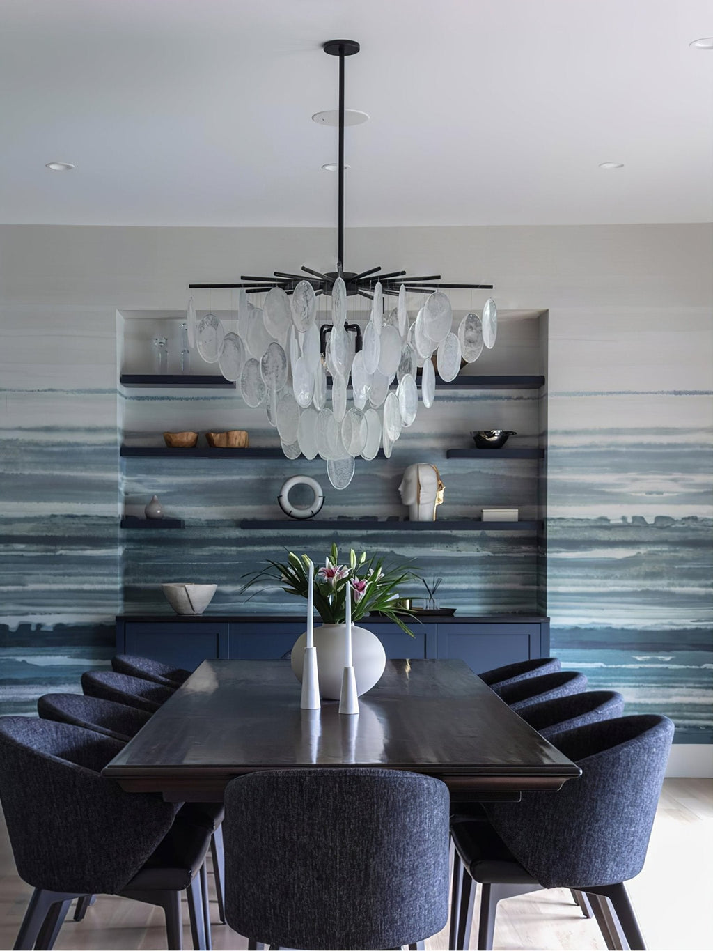 Cascading Modern Metal & Glass Chandelier