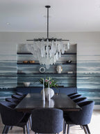 Cascading Modern Metal & Glass Chandelier