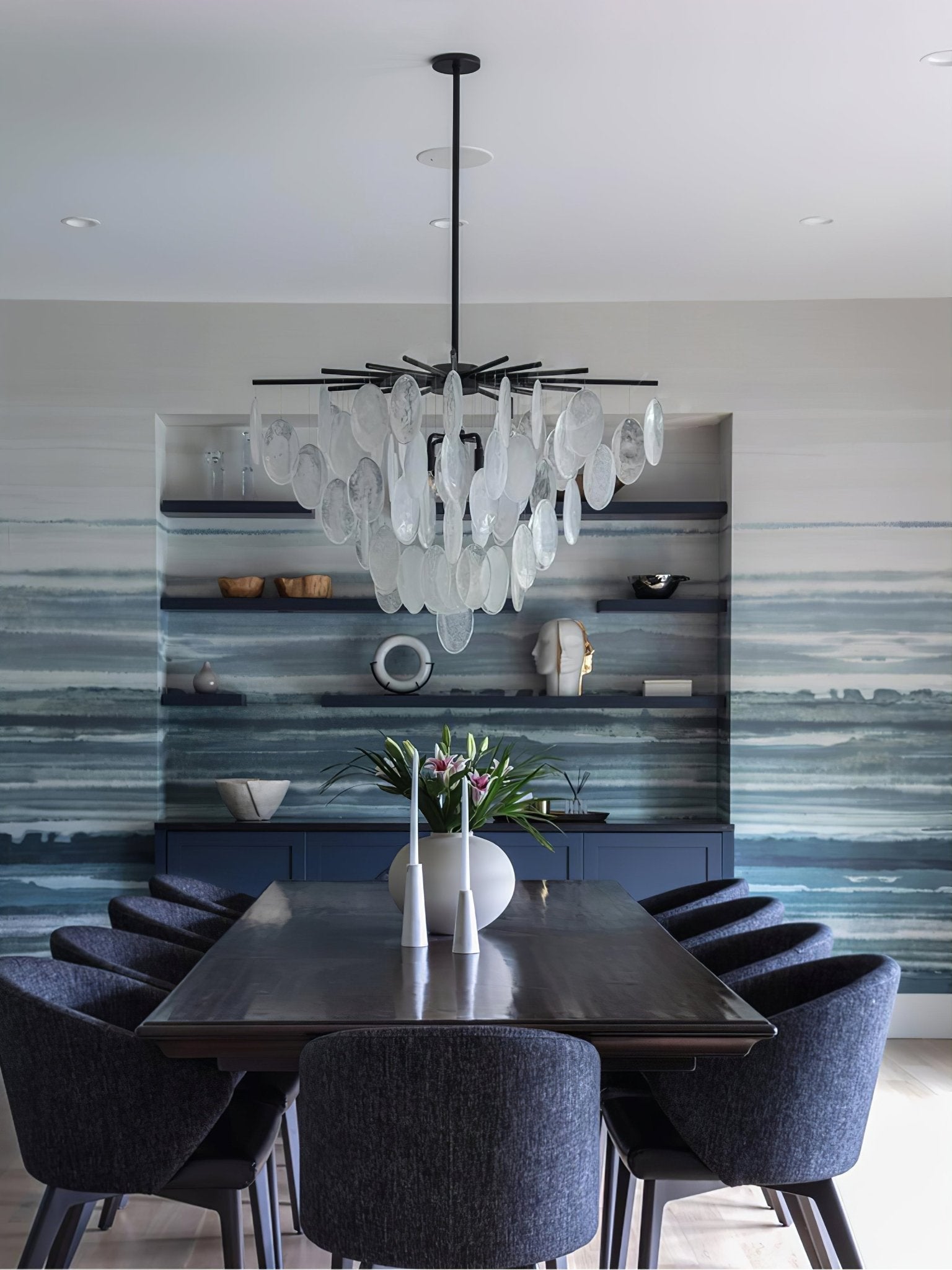 Cascading Modern Metal & Glass Chandelier