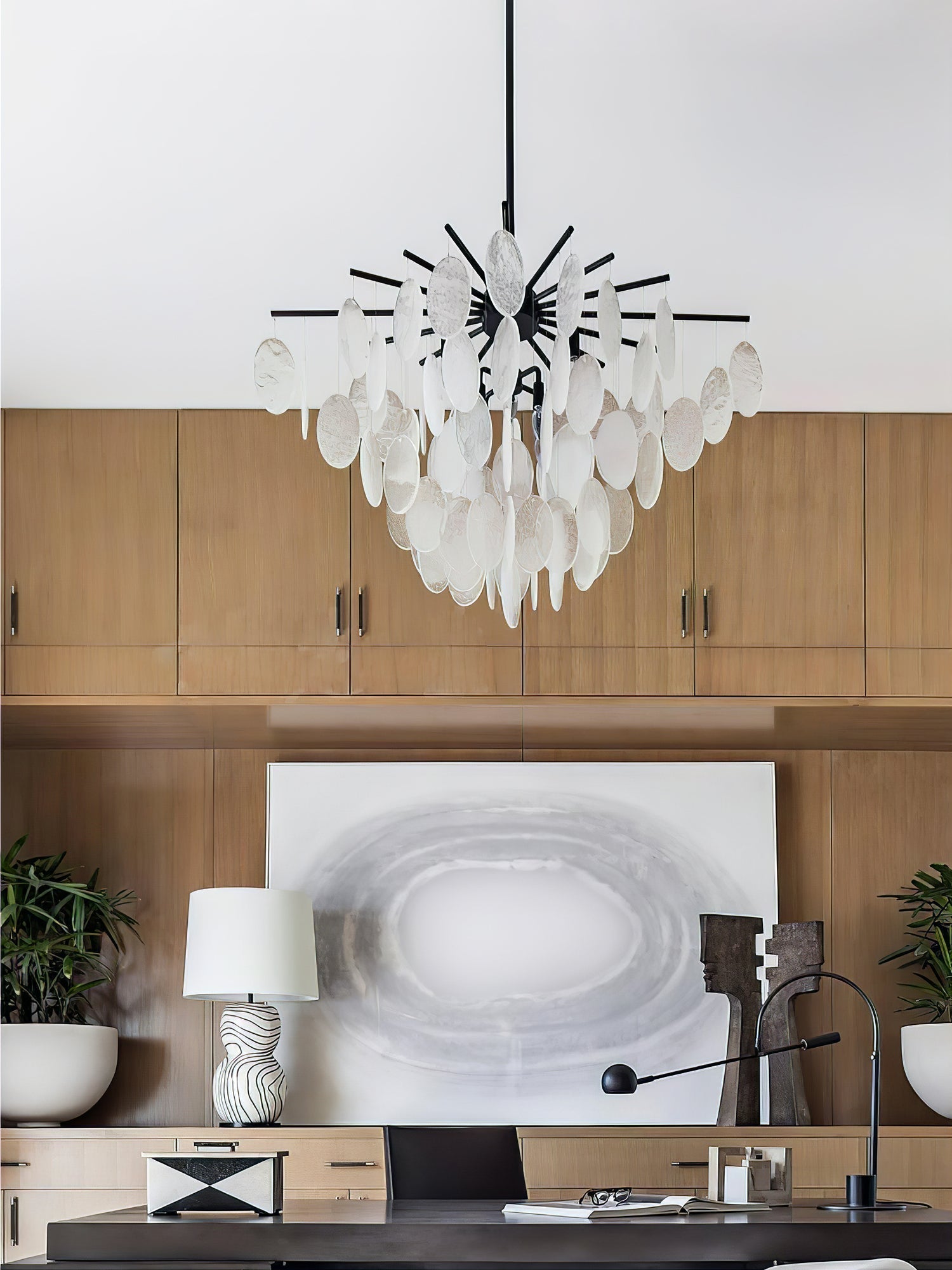 Cascading Modern Metal & Glass Chandelier