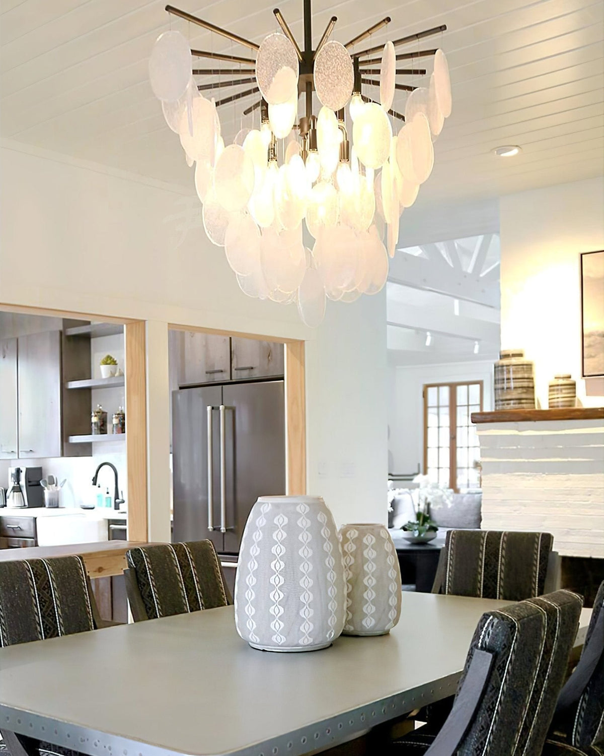 Cascading Modern Metal & Glass Chandelier