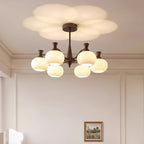 Cassia Chandelier Opal Glass Globe Arms