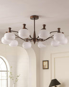 Cassia Chandelier Opal Glass Globe Arms