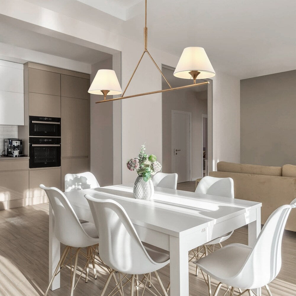 Keen Linear Modern Elegant Brass Fabric Chandelier
