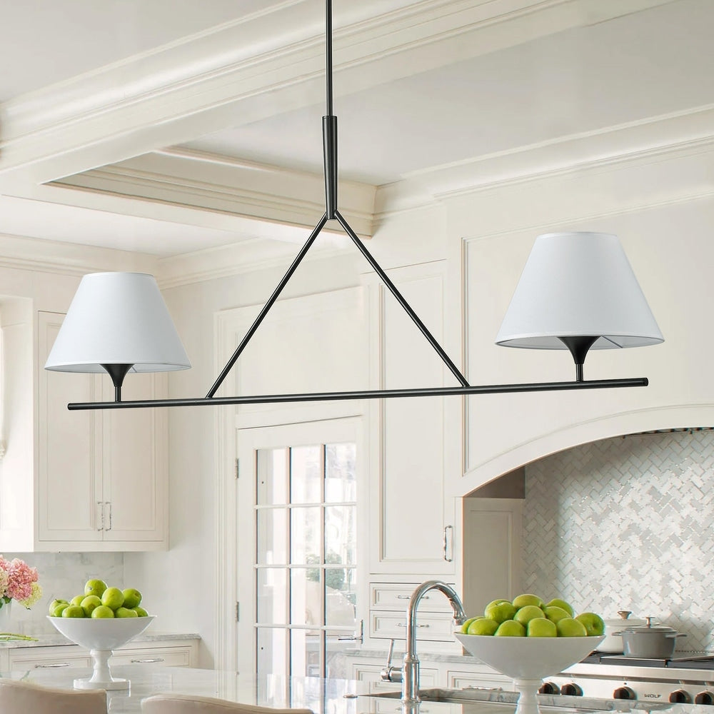 Keen Linear Modern Elegant Brass Fabric Chandelier