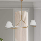 Keen Linear Modern Elegant Brass Fabric Chandelier