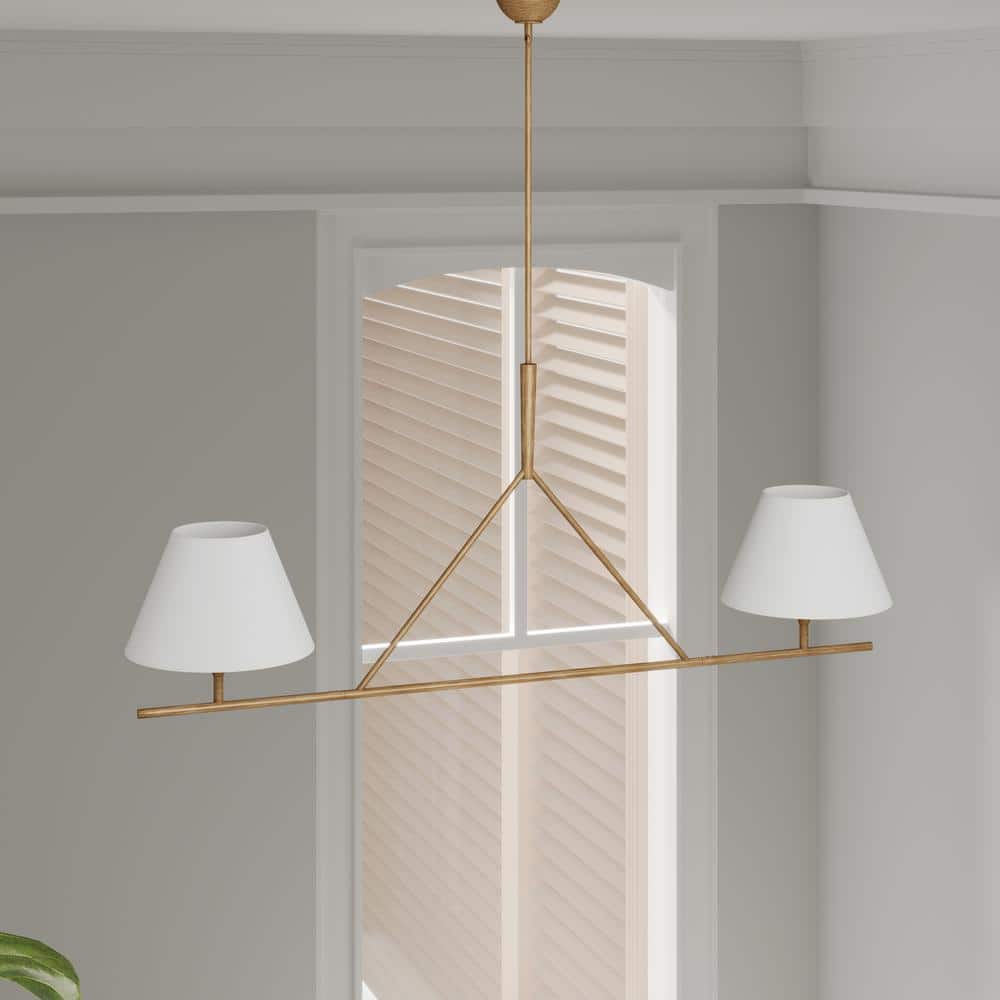 Keen Linear Modern Elegant Brass Fabric Chandelier