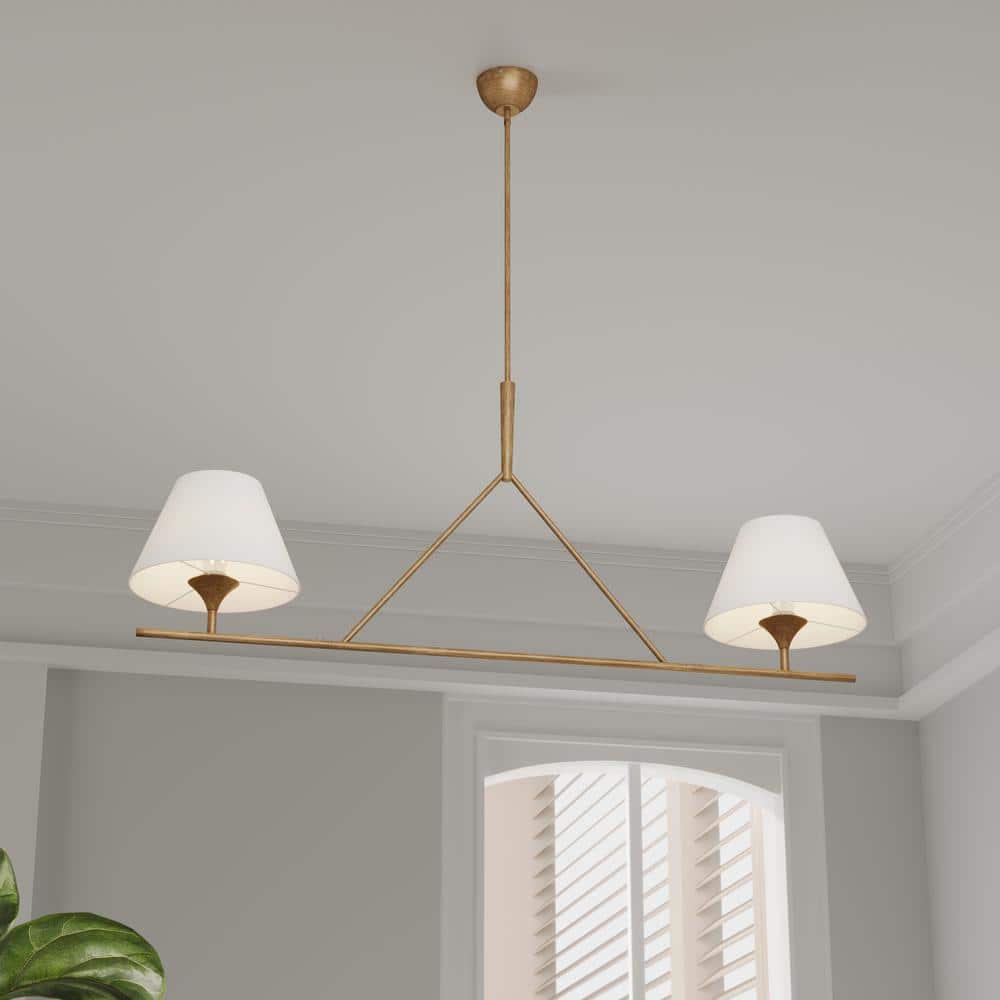 Keen Linear Modern Elegant Brass Fabric Chandelier