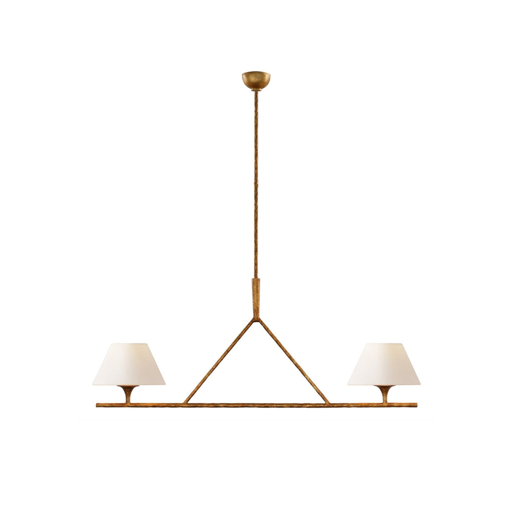 Keen Linear Modern Elegant Brass Fabric Chandelier