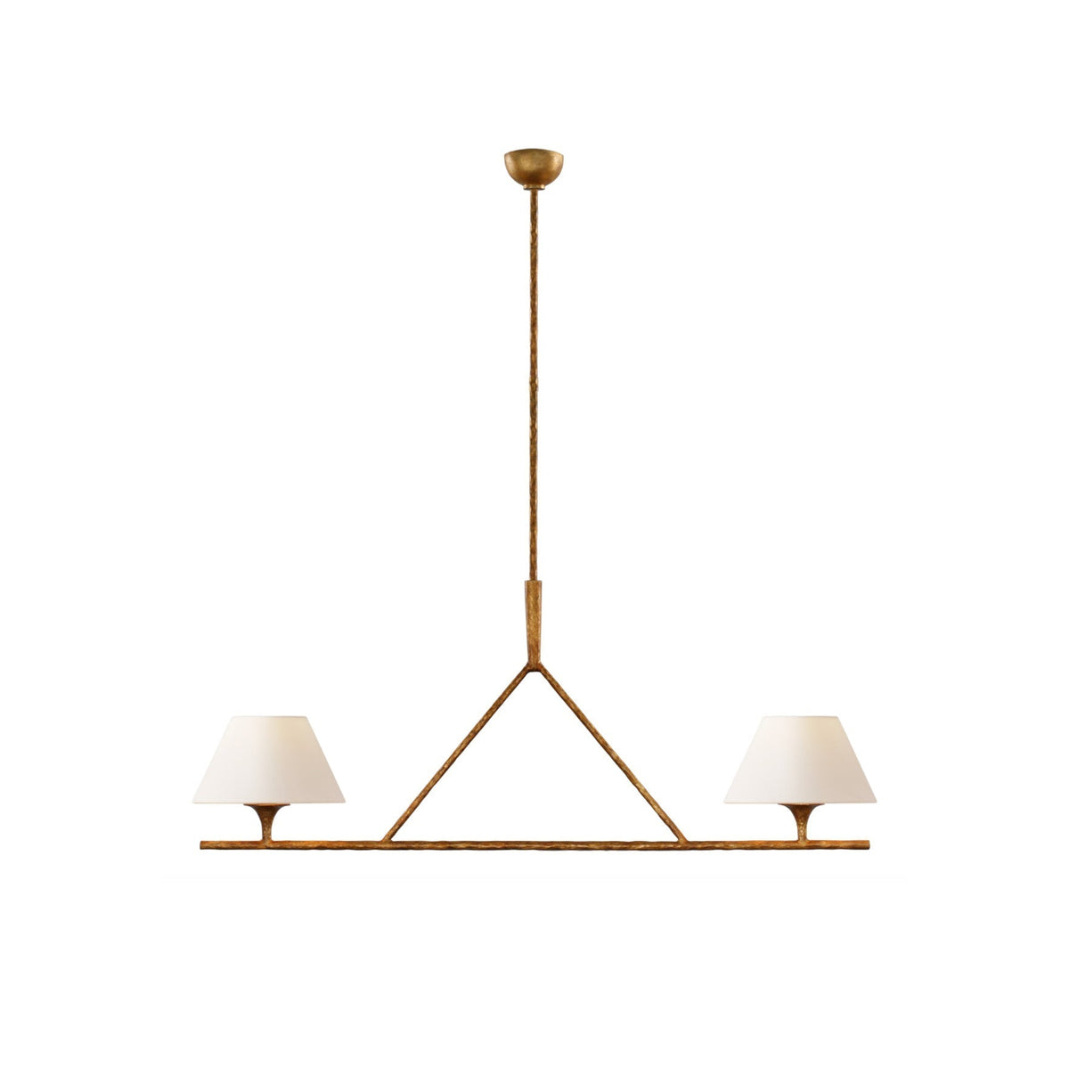 Keen Linear Modern Elegant Brass Fabric Chandelier