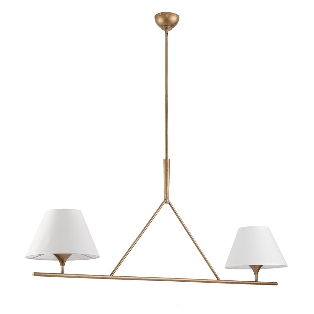 Keen Linear Modern Elegant Brass Fabric Chandelier