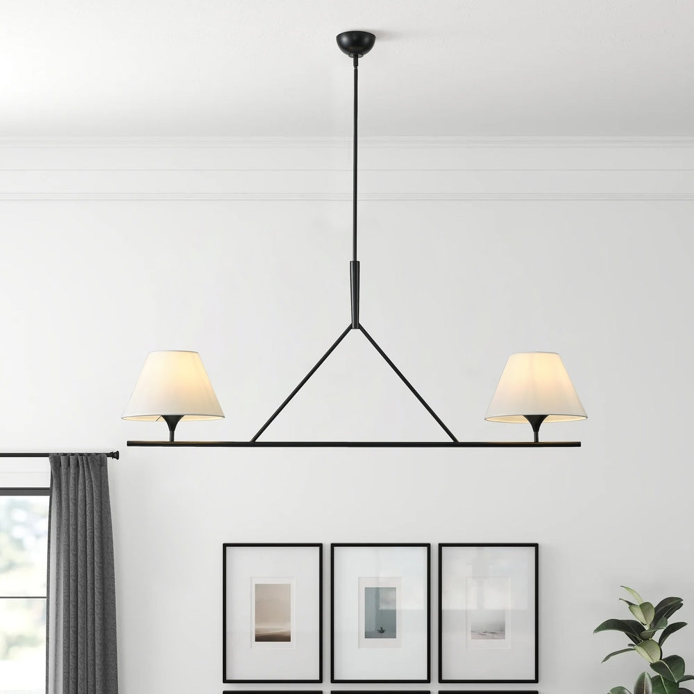 Keen Linear Modern Elegant Brass Fabric Chandelier