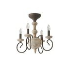Myst Vintage Traditional Wooden Semi Flush Ceiling Light