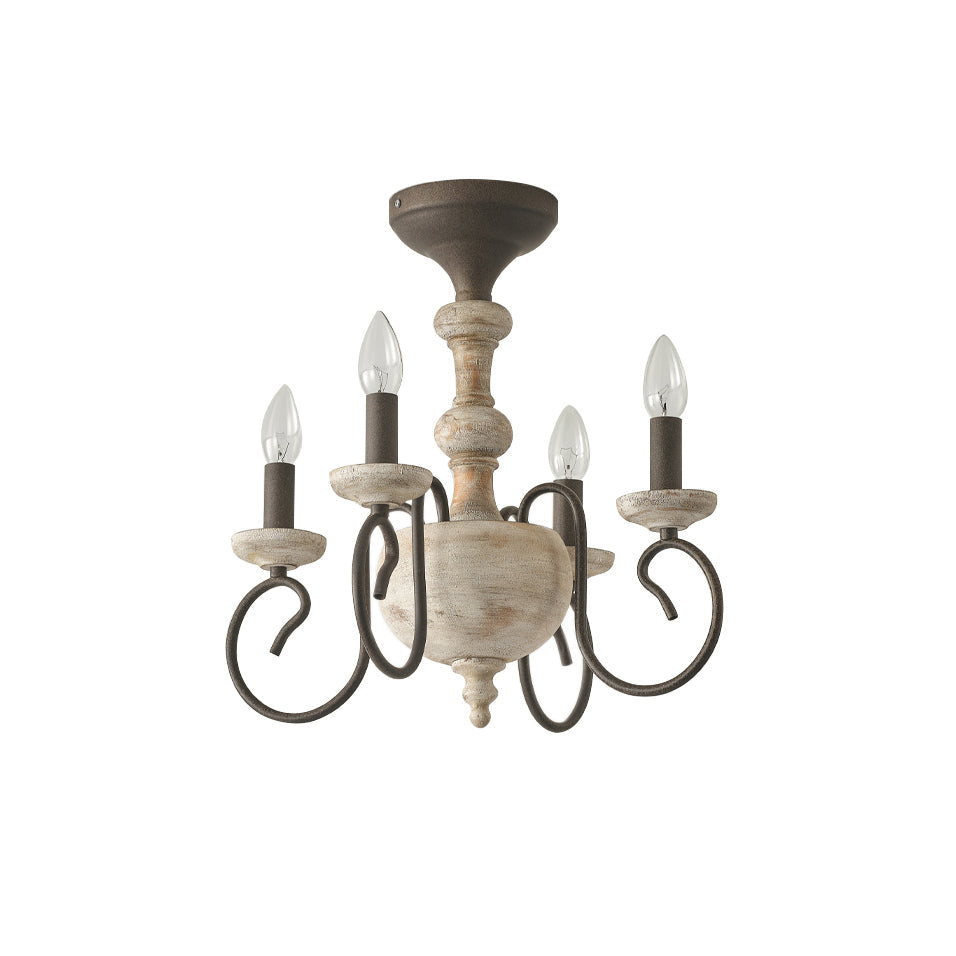 Myst Vintage Traditional Wooden Semi Flush Ceiling Light