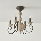 Myst Vintage Traditional Wooden Semi Flush Ceiling Light