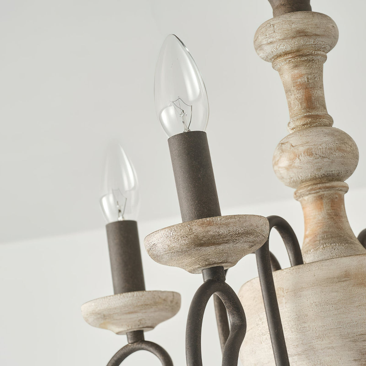 Myst Vintage Traditional Wooden Semi Flush Ceiling Light
