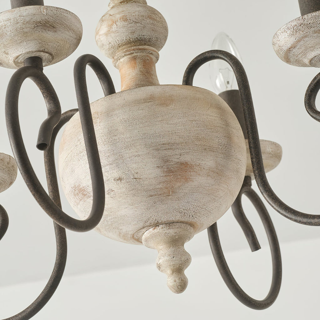Myst Vintage Traditional Wooden Semi Flush Ceiling Light
