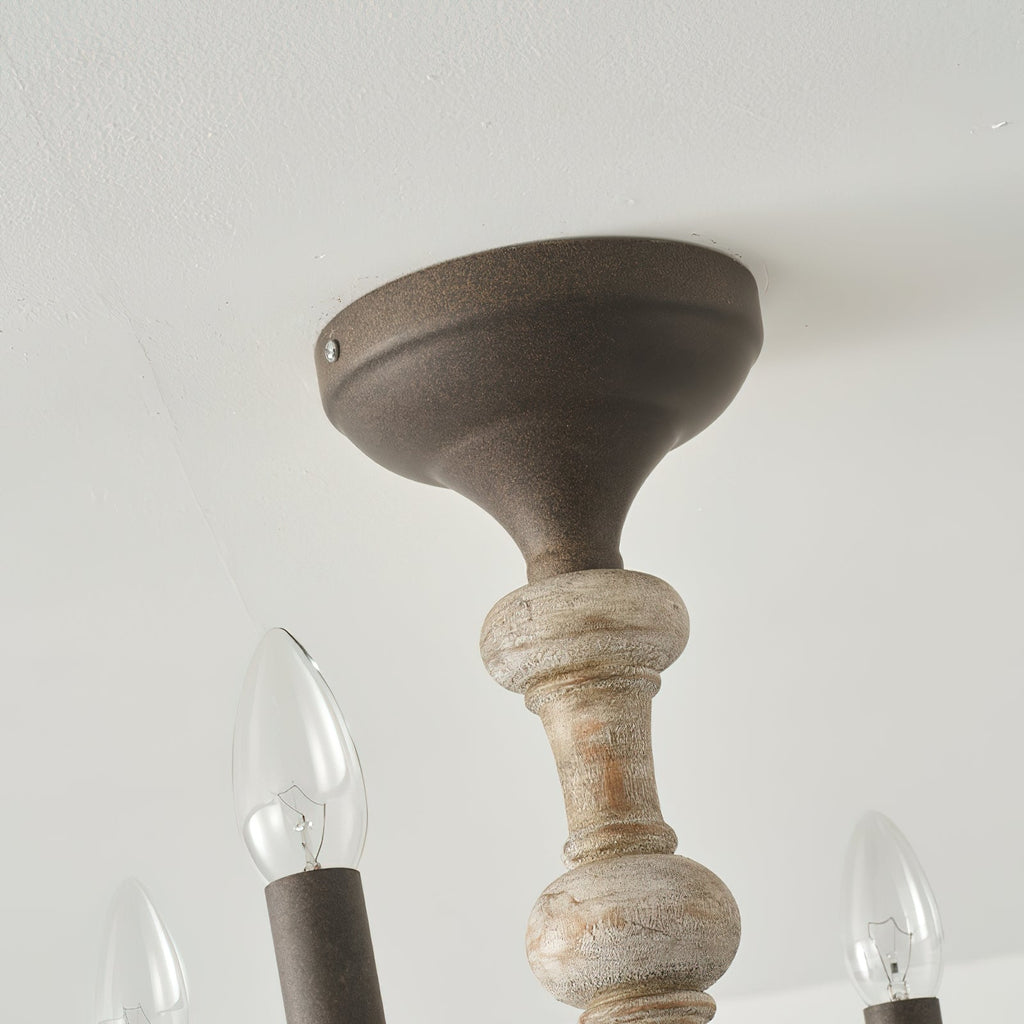 Myst Vintage Traditional Wooden Semi Flush Ceiling Light