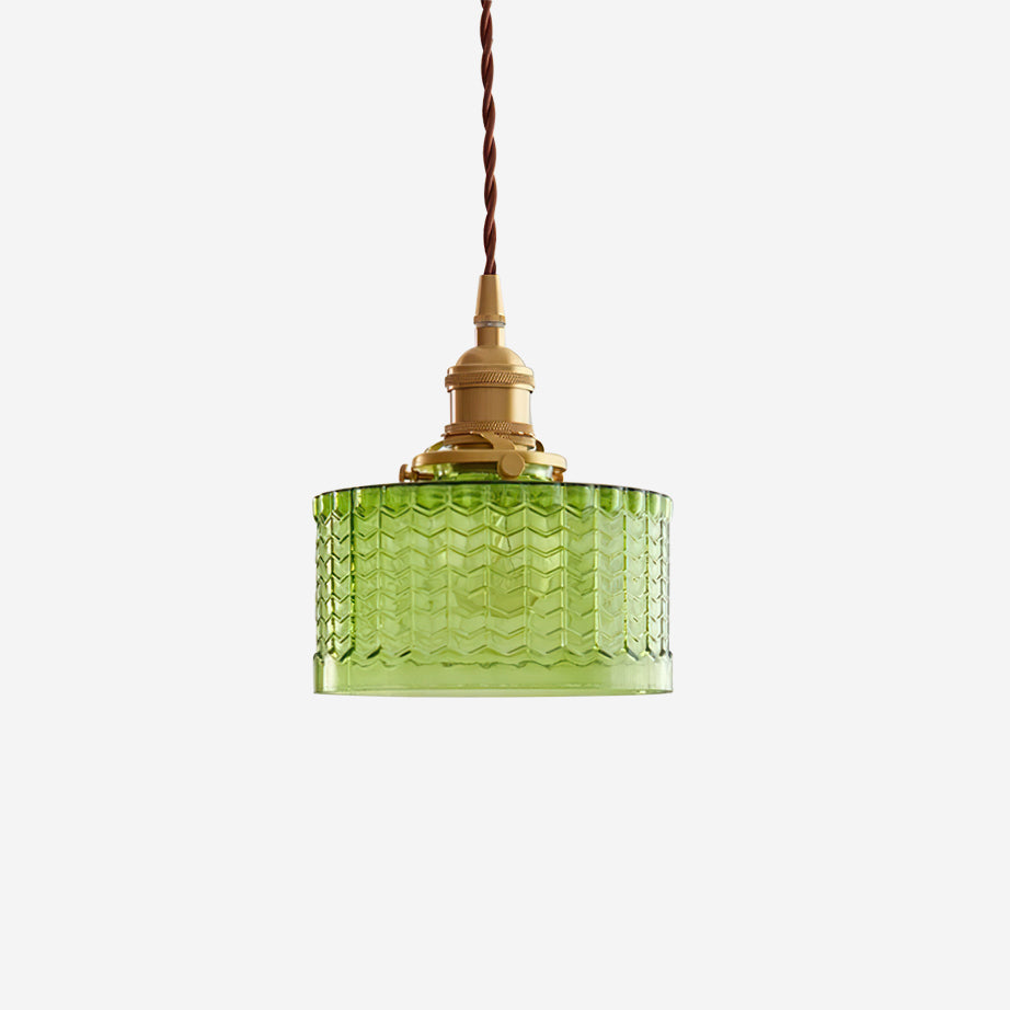 Cavella Pendant Lamp Glass Textured Green Vintage