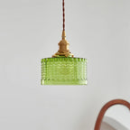 Cavella Pendant Lamp Glass Textured Green Vintage
