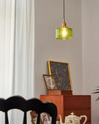 Cavella Pendant Lamp Glass Textured Green Vintage