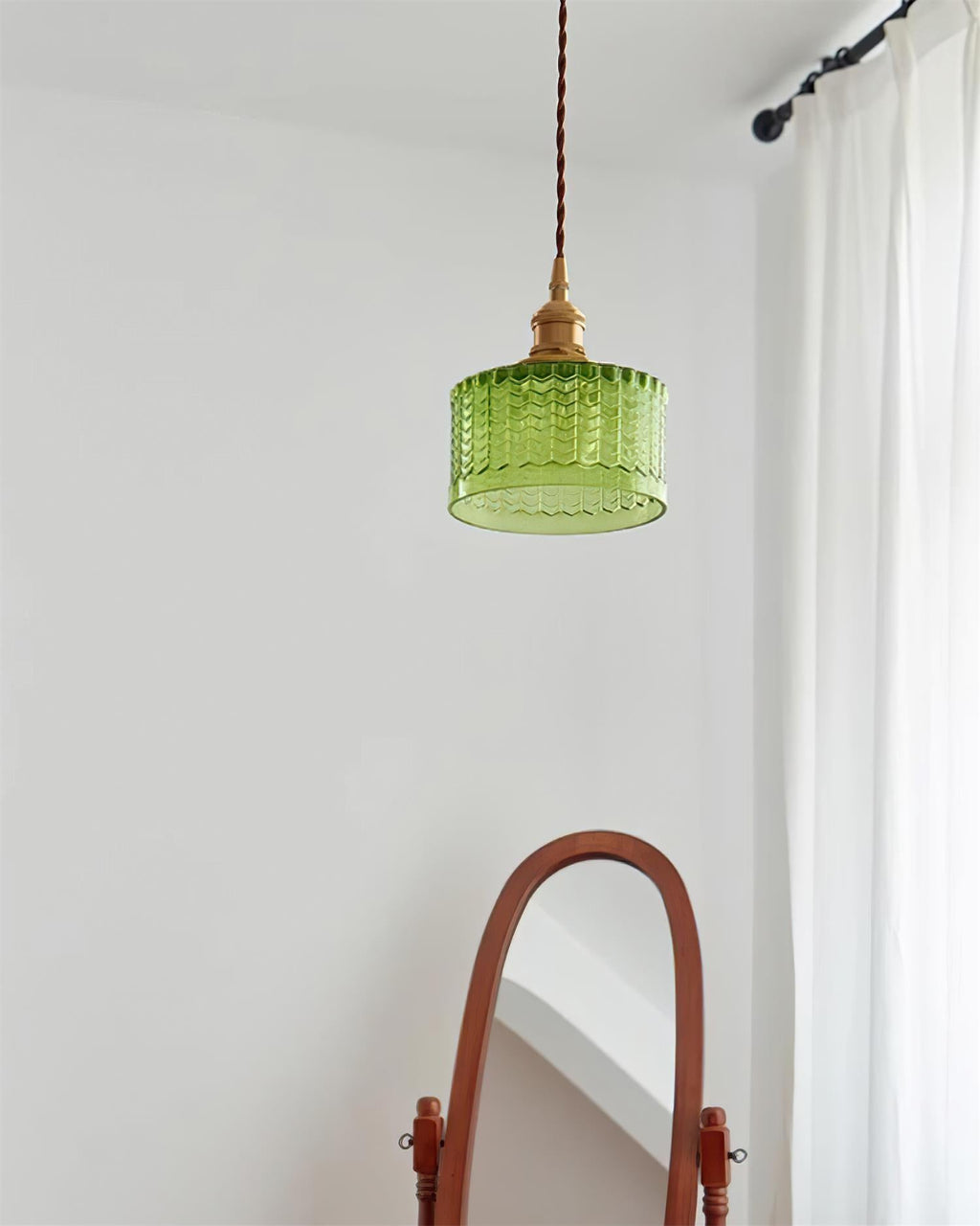 Cavella Pendant Lamp Glass Textured Green Vintage
