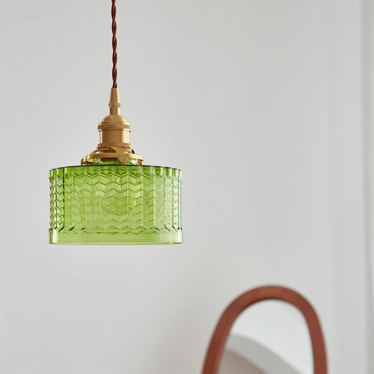 Cavella Pendant Lamp Glass Textured Green Vintage