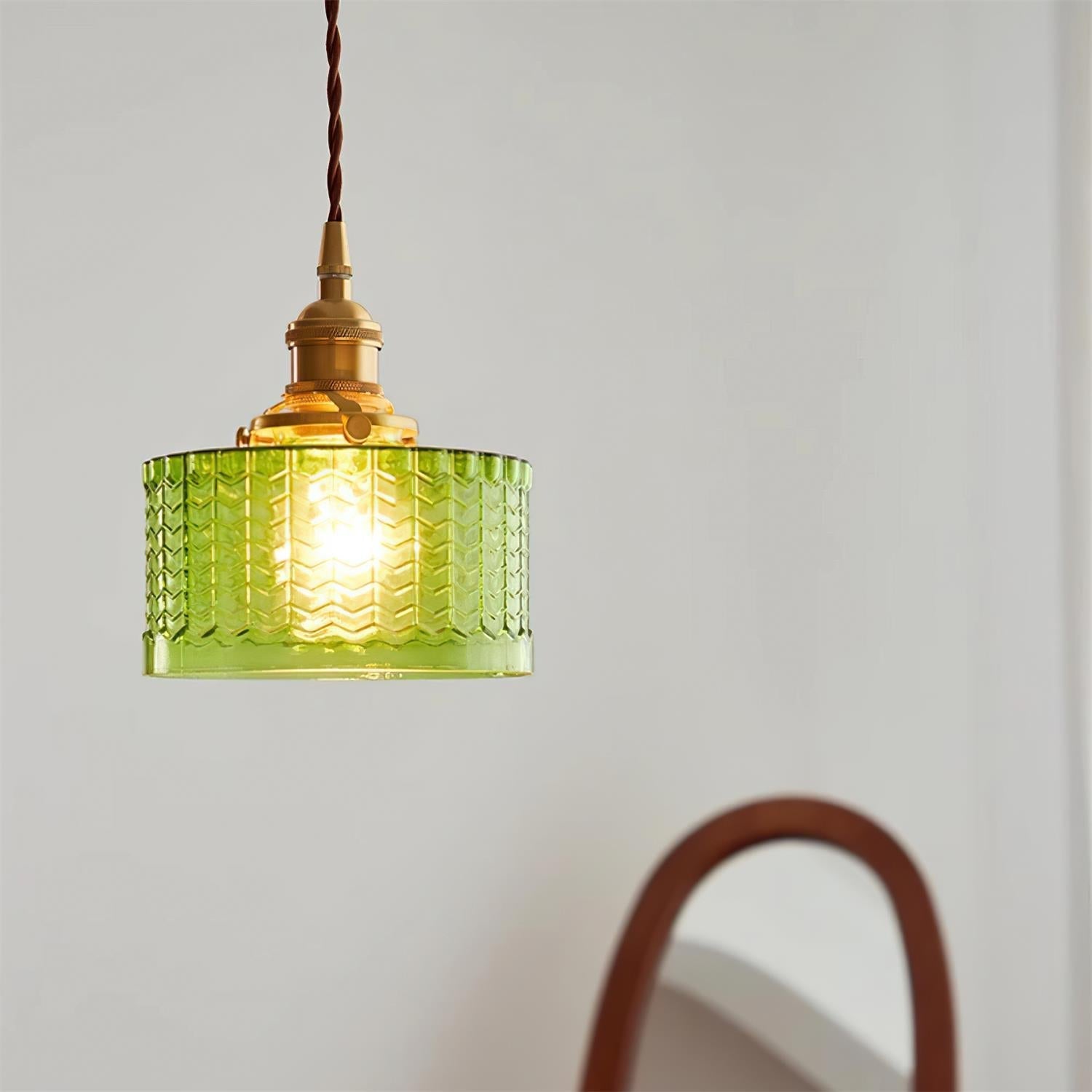 Cavella Pendant Lamp Glass Textured Green Vintage