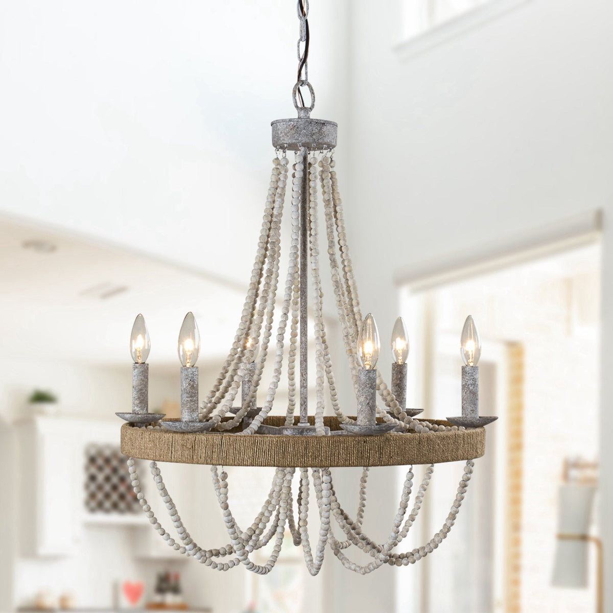 Rise Vintage Traditional Wooden Chandelier